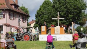 Gottesdienst in Schrozberg während der Corona - Zeit.